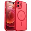 CANSHN Magnetica Cover per iPhone 12 Mini(5.4 Pollici), [Protezione Completa Della Fotocamera] Custodia Traslucida Opaca Protettiva Sottile Antiurto,Rosso