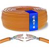 Mr. Tronic Cavo Ethernet Cat 6 da 100m Bulk Cabel, Cavo di Rete LAN Cat 6 ad Alta Velocità Per Connessione Internet Veloce 1 Gbps - 250 MHz AWG24 Sfuso | UTP CCA (100 Metri, Arancione)