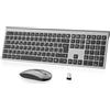 cimetech Tastiera e Mouse Wireless -Tastiera Wireless Ricaricabile 2.4G, Layout Italiano QWERTY, Tastiera Design Ergonomico, Ultra Sottile per Computer/Desktop/PC/Laptop/Windows 10/8/7 (grigio）
