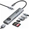 acer USB C Hub, 7-in-1 adattatore da USB C a HDMI 4K@60Hz, PD 100W, lettore di schede SD/TF, pulsante di accensione/spegnimento dello schermo, 2*USB 3.0 e USB C 5Gbps, compatibile con iPad Pro ecc.