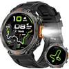 AdivaX GPS Smartwatch Militare Uomo Impermeabile 3ATM con Torcia LED Bussola, 1,45" HD Rugged Smartwatch Orologio con Chiamate Bluetooth, Fitness Watch con Cardiaca SpO2 Notifiche WhatsApp per Android iOS