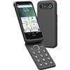 DORO - Pacchetto Smartphone Aurora A20 - Base di ricarica wireless - Telefono cellulare per anziani con flip - Tasto assistenza - GPS - Compatibile con apparecchi acustici - Cavo USB incluso - Grafite