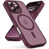 Oududianzi-Cover per iPhone 16 Pro Max Compatibile con MagSafe, Custodia Traslucida Posteriore PC Silicone TPU Bumper, Protezione Della Fotocamera, Cover Militare Antiurto Anti-Impronte-Bordeaux