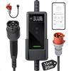 dé Mobile Wallbox 11 kW con App, cavo di ricarica tipo 2 20 m, trifase 6-16 A, caricatore per auto elettrica CEE 16 A, 400 V, con potenza regolabile, per ID.3/4/5/7, iX1, modello 3/Y e altri EV/PHEV
