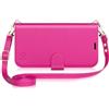OCASE Custodia per iPhone 16 Plus con Cinghia Staccabile, Interno TPU Antiurto con Cuoio Portafoglio, RFID Blocking, Carta Fessura, Supporto Stand, Cover in Pelle per iPhone 16 Plus - Rosa Rosso