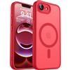 CANSHN Magnetica Cover per iPhone 16e/iPhone 17e(6.1 Pollici),Compatibile con MagSafe, [Protezione Completa Della Fotocamera] Custodia Traslucida Opaca Protettiva Sottile Antiurto,Rosso
