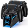 Tokluck Caricatore per PS5 Controller con Cavo, Base di Ricarica per P5 e P5 Edge, 2,5H Riarica per PS5 Controller Compatibile con PS 5 Edge, Kit Accessori per Playstation 5 Console, Nero