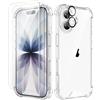 ORETECH 4 in 1 Cover per iPhone 17 (6,3 Pollici) con [2 Vetro Temperato e 1 Vetro Fotocamera] Custodia per iPhone 17 Antiurto Sottile in PC Rigido con Bumper in TPU-Trasparente