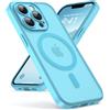 Oududianzi-Cover per iPhone 13 Pro Compatibile con MagSafe, Custodia Traslucida Posteriore PC Silicone TPU Bumper, Protezione Della Fotocamera, Cover Militare Antiurto Anti-Impronte-Lightblue
