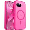 CANSHN Magnetica Cover per Google Pixel 9a (6.3 Pollici), [Protezione Completa Della Fotocamera] Custodia Traslucida Opaca Protettiva Sottile Antiurto,Rosa Calda