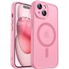 CANSHN Cover Magnetica per iPhone 15 Plus, Compatibile con MagSafe, [Protezione Completa Della Fotocamera], Custodia Traslucida Opaca Protettiva Sottile Antiurto 6,7 Pollici - Rosa