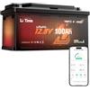 LiTime Batteria Litio 12V 100Ah con Bluetooth e 200A BMS, Batteria LiFePo4 12V H190 con Ingresso 2C, Riscaldamento Intelligente e Protezione Basse Temperature, Max Potenza 2560W, per Caravan, Camper