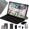 SUAAT Tablet Android Octa Core da 10 pollici con 20 GB RAM + 128 GB ROM (2 TB TF) | 5G + 2.4G WiFi | FHD | GMS | 8 MP + 5 MP | Tipo C, Tablet Touch con custodia, tastiera e mouse-Grigio
