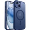 CANSHN Cover Magnetica per iPhone 15 Plus, Compatibile con MagSafe, [Protezione Completa Della Fotocamera], Custodia Traslucida Opaca Protettiva Sottile Antiurto 6,7 Pollici - Blu Profondo