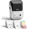 NIIMBOT B1 - Etichettatrice Bluetooth con etichette con 3 rotoli di etichette larghe, stampante di etichette adesive, compatibile con iOS Android e PC, per ufficio, negozio, casa, cucina (argento)