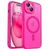 CANSHN Cover Magnetica per iPhone 15 Plus, Compatibile con MagSafe, [Protezione Completa Della Fotocamera], Custodia Traslucida Opaca Protettiva Sottile Antiurto 6,7 Pollici - Rosa Calda