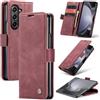 Azororo Cover per Samsung Galaxy Z Fold 5 5G, Premium PU Pelle Custodia, Magnetica Carta Fessura Portafoglio Case, Flip Cavalletto Custodia per Samsung Galaxy Z Fold 5 - Vino Rosso