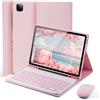 MicroTunk Cover Per iPad Pro 11 Pollici (iPad Pro 4a 2022/ 3a 2021/ 2a 2020/ 1a 2018) con Wireless Bluetooth Italiano Tastiera (QWERTY) e Mouse Coperchio Protettivo con Scanalatura Portapenna KeyboardCase Rosa