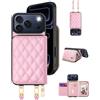 OCASE Custodia Portafoglio per iPhone 17 Pro, Custodia in Pelle con Cerniera, Porta Carte con Blocco RFID, con Tra Collo Regolabile Rimovibile, Protettiva Antiurto Cover per iPhone 17 Pro - Rosa