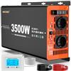 JARXIOKE Inverter 12v 220v Onda Pura 3500W Power Inverter Invertitore di Potenza a Onda Sinusoidale Pura con Telecomando & LCD Intelligente & EU Presa & USB-A & Tipo-C