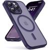 Oududianzi - Magnetica Cover per iPhone 14 Pro Max Magsafe, Viola Scura