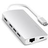 SATECHI 8 in 1 Hub multiporta V2 con Ethernet, HDMI 4K@60Hz, Ricarica PD 60W, 3 Porte USB-A 10 Gbps, SD e MicroSD, per MacBook Air e Pro, PC, Portatile e altro - Argento
