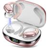 CASCHO Cuffie Bluetooth, Auricolari Bluetooth 5.3 con Gancio per Orecchio, 60H con Indicatore LED per Cassa di Ricarica, Chiamata ENC HD, Vestibilità Comoda, Basso Profondo, IPX7 Impermeabile(Rosa)