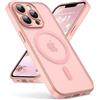 Oududianzi-Cover per iPhone 13 Pro Max Compatibile con MagSafe, Custodia Traslucida Posteriore PC Silicone TPU Bumper, Protezione Della Fotocamera, Cover Militare Antiurto Anti-Impronte-Rosa