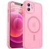 CANSHN Magnetica Cover per iPhone 12 Mini(5.4 Pollici), [Protezione Completa Della Fotocamera] Custodia Traslucida Opaca Protettiva Sottile Antiurto,Rosa