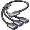 KiwiBird Sdoppiatore USB 3.0, splitter USB 2.0, cavo USB doppio maschio uscita femmina per ricarica, alimentazione e dati compatibile con PC portatile, TV, Mac, PS5 PS4, Xbox, mouse tastiera, stampante