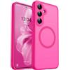 CANSHN Magnetica Cover per Samsung Galaxy S24 Plus (6.7 Pollici), [Protezione Completa Della Fotocamera] Custodia Traslucida Opaca Protettiva Sottile Antiurto,Rosa Calda