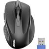 TECKNET Mouse senza fili, 5 livelli 2600 dpi, mouse wireless USB ergonomico, 6 pulsanti, 24 mesi durata della batteria, mouse wireless ottico per computer, PC, Mac, portatile