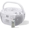Retekess TR621 Lettore CD Boombox Portatile, Radio con Lettore CD, AM FM Radio, Supporto USB TF, con Telecomando, AC o Alimentato a Batteria, Accompagna la Famiglia e Gli Amici, Regalo(Bianco)