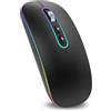 cimetech Mouse wireless ricaricabile, Mouse 2.4G e Bluetooth per laptop Design ergonomico senza fili con USB e 1600 DPI Compatibile con Macbook iPad PC Computer Notebook Laptop (Nero)