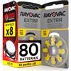 Udivita 80 Batterie Per Apparecchi Acustici Rayovac Extra 10 Misura PR70 (Gialle) - 10 Blister da 8 Pile