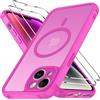 iVoler Cover Magnetica per iPhone 14 5G con 2 Pezzi Pellicola Vetro Temperato, [Compatibile con MagSafe] Custodia Traslucida Opaca Sottile Anti-Impronte MagSafe Case, Rosa Calda