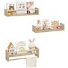 WOLTU Librerie per Bambini da Parete in Legno Massello, 50 cm Set di 3 Porta Libri per Cameretta, Scaffale Libri per Bambini, Librerie da Parete Piccole con Perline
