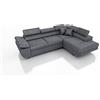 Robin Inspire Saturn Premium Kingston Divano ad angolo con funzione di letto con cassetto per la biancheria e cuscini e Poggiatesta regolabili angolo a destra grigio scuro 272 x 200 x 73/90