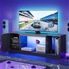 Bestier Mobile TV basso per TV da 65 pollici e piccoli televisori, 145 x 35 x 52 cm, con luci LED RGB & ripiani in vetro regolabili per soggiorno, camera da letto