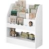 WOLTU Libreria per Bambini a 5 Ripiani, Scaffale Portagiochi, Porta Libri Bianco per Cameretta, Soggiorno, Asilo Nido, in MDF, 70x30x80cm
