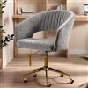 chairus Sedia da Scrivania in Tessuto Poltrona da Ufficio con Ruote Sedia Girevole Regolabile in Altezza Poltroncina con Gambe in Metallo per Ufficio/Studio/Computer, Grigio