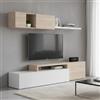 Dmora Parete Attrezzata Baker 41x201x180h cm Bianco Lucido 6 Ripiani Modulabile, 6 Vani