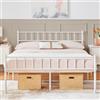 Yaheetech Struttura Letto Matrimoniale in Ferro Battuto a Doghe in Metallo 140 x 200 cm Testiera Semplice Bianco