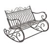 [en.casa] Panca a Dondolo da Giardino in Metallo Stile Vintage Panchina da Esterno a 2 Posti di Seduta con Schienale Decorativo e Braccioli Curvi 85x113x95 cm - Verde