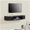 [en.casa] Mensola TV Sospesa a Muro Consolle Porta TV e Centri Multimediali Mobile da Parete 2 Ante Scomparto e Fori Passacavi 17,5 x 110 x 30 cm Nero