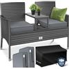 KESSER® Panca da giardino in polyrattan con tavolo integrato + cuscini, 2 posti, 133 × 55 × 84 cm, Panca in rattan, Giardino, Balcone, Divano da giardino - Resistente alle intemperie, Antracite