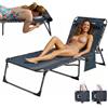KingCamp Lettino Prendisole Pieghevole con Foro per Lettura, Sdraio da Giardino 5 Posizioni Regolabili, Sedia a Sdraio Portatile con Cinghia, Lettino Sole per Spiaggia Terrazza Piscina Campeggio