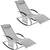 SoBuy Set di 2 sedie a dondolo da esterno Poltrone sedie sdraio da giardino con cuscino e poggiatesta portata fino a 150 kg Grigio 150x63x87 cm OGS28-HGX2
