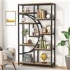 Tribesigns Etagere - Libreria industriale a 5 ripiani, autoportante, alta libreria, organizer con 9 ripiani aperti per soggiorno, camera da letto, rovere chiaro