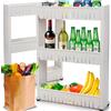 Retoo Carrello a rotelle a 3 livelli, in plastica, sottile, universale, per nicchia su ruote, salvaspazio, scaffale da bagno e cucina, scaffale su ruote per cucina, ufficio, bagno, 71 x 54 x 12 cm,